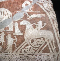 Wotan (Odin), sur son cheval à huit pattes Sleipnir - runes vikings de l