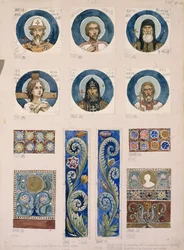 Médaillons avec des saints russes, étude pour les fresques de la cathédrale Saint-Vladimir de Kiev