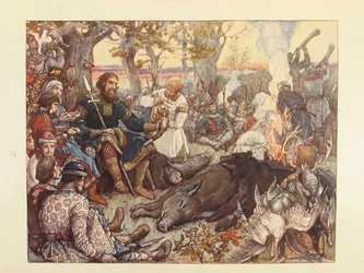 Repos du Grand Prince Vladimir II Monomakh à la chasse. La chasse impériale en Russie par N. Kutepov