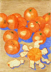 Nature morte aux oranges fraîches