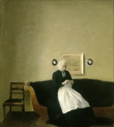 Intérieur avec la mère de l
