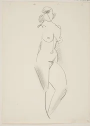 Femme nue debout, tournée vers la droite