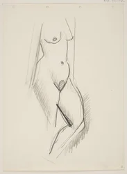 Femme nue debout, tournée vers la droite