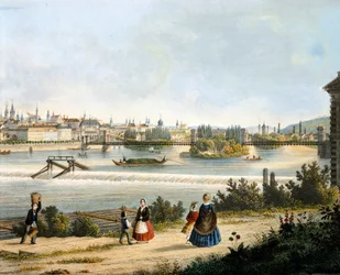 Prague sur la rivière Moldava (Vltava), par Vincent Morstadt