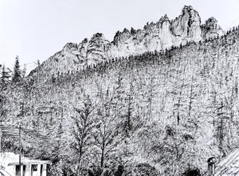 Dolomites depuis un balcon à Dont, Italie