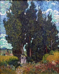 Cyprès avec deux figures, 1889-1890