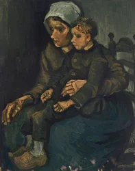 Femme paysanne avec enfant sur ses genoux