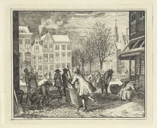 Hommes travaillant dans une rue