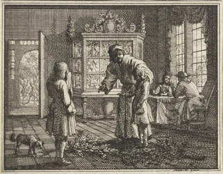 Un père réprimande ses enfants
