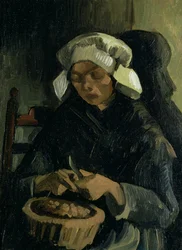 Un paysan de Neunen épluchant des pommes de terre, 1885