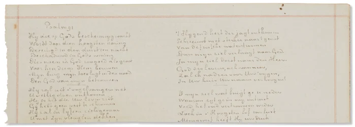 Manuscrit autographe, transcriptions de textes bibliques en néerlandais