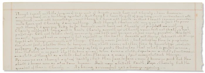 Manuscrit autographe, transcriptions de textes bibliques en anglais
