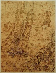 Arbres avec lierre dans le jardin de l
