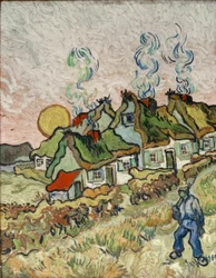 Maisons de paysans au coucher du soleil