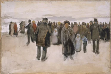 Plage de Scheveningen / Promeneurs sur la plage