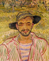 Buste de paysan avec chapeau de paille