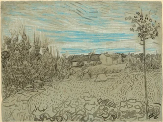 Cottages avec une femme travaillant au milieu