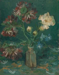 Bouteille avec pivoines et delphiniums. 1886