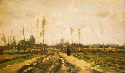 Paysage avec église et maisons