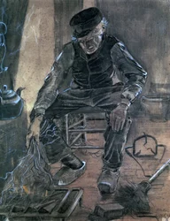 Vieil homme allumant du bois, 1881