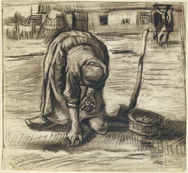 Paysanne plantant des pommes de terre, vers 1885