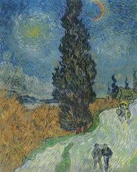 Route avec cyprès
