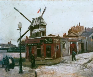 Le moulin à vent de la Galette vu de la rue Girardon