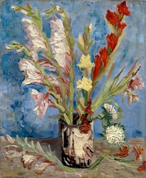 Vase avec des glaïeuls et des asters de Chine