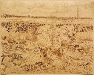 Champ de blé avec gerbe de blé