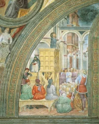 Le Miracle du Nuage, détail des Histoires de Saint Pierre Martyr, par Vincenzo Foppa