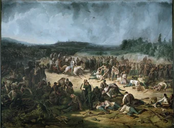 Le camp autrichien après la bataille de Solferino (huile sur toile)