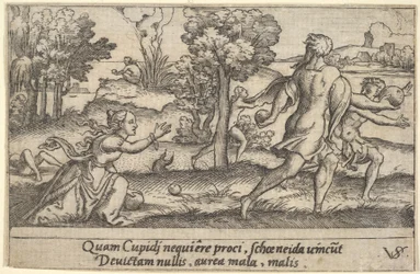 Atalante et Hippomène, au premier plan Atalante s
