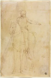Figure armée à cheval, vers 1450