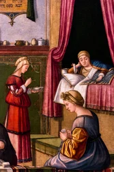 La Naissance de la Vierge, cycle de la Scuola degli Albanesi, vers 1502/03 (huile sur bois)