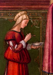 La Naissance de la Vierge, cycle de la Scuola degli Albanesi, vers 1502/03 (huile sur bois)