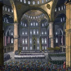 La célébration de la fête de Mewlod dans la mosquée du sultan Ahmed, planche 41 de la partie III, volume I de « L