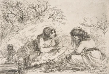 Deux femmes dans un paysage, fin 18ème-début 19ème siècle
