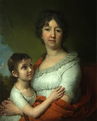 Portrait de A.E. Labzina et de sa fille adoptive S.A. Mudrova, 1803