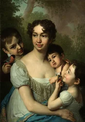 Portrait de Yelena Balashova avec enfants, vers 1811