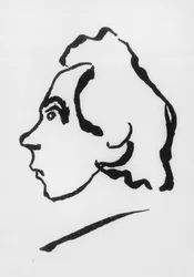 Portrait de Viktor Vladimirovitch Khlebnikov, plus connu sous le nom de plume de Velimir Khlebnikov (1885-1922) (dessin)