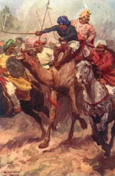 Évasion de Suraja Dowla de Plassey (lithographie en couleur)