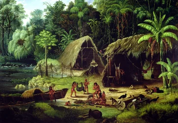 Village caribéen, Guyane britannique, 1836