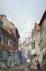 Vue des figures dans Glean Alley, Bermondsey, Londres