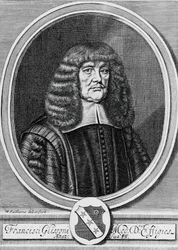 Portrait de Francis Glisson (1597-1677), physicien, anatomiste et médecin britannique, gravure