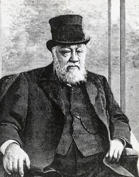Portrait de Stephanus Johannes Paulus Kruger (1825-1904), président de la République sud-africaine (ou Transvaal), a dirigé la guerre des Boers contre les Anglais, gravure