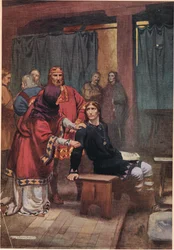 La reine essaie de réconforter Hamlet, de 