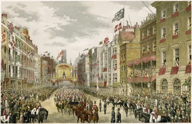 Procession sur le Strand, Temple Bar, Strand, Londres, Royaume-Uni