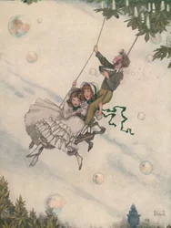 La balançoire bouge et les bulles montent, vers 1930