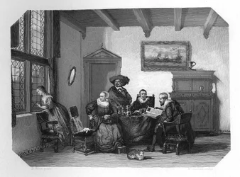 Un vieux foyer familial néerlandais, vers 1870
