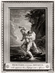 Hercule vainc Antée, qui s